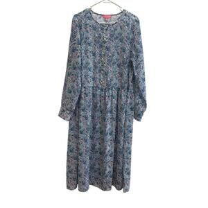 Simply Southern Women M Blue Sheer Long Sleeve Dress Confetti Pattern Chic